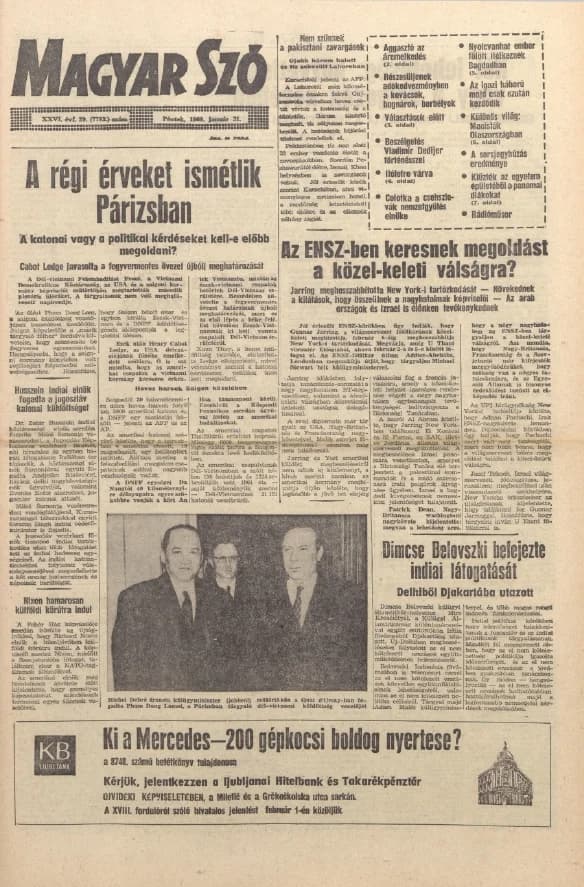 Magyar Szó, 26. évf. 1969. január 31. 29. sz.