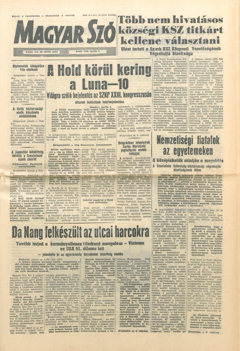 Magyar Szó, 23. évf. 1966. április 5. 93. sz.