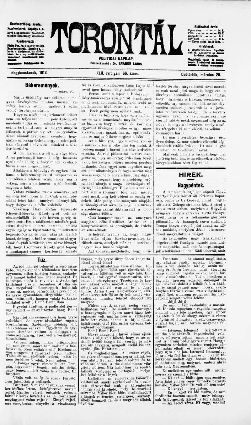 Torontál, 42. évf. 1913. március 20. 66. sz.