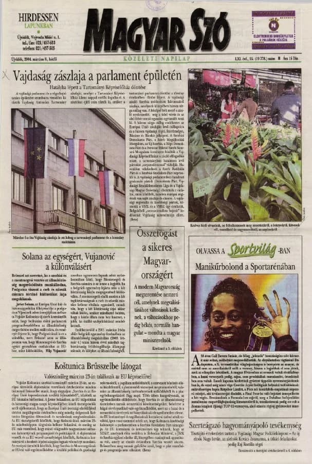 Magyar Szó, 61. évf. 2004. március 8. 55. sz. 1–16. oldal
