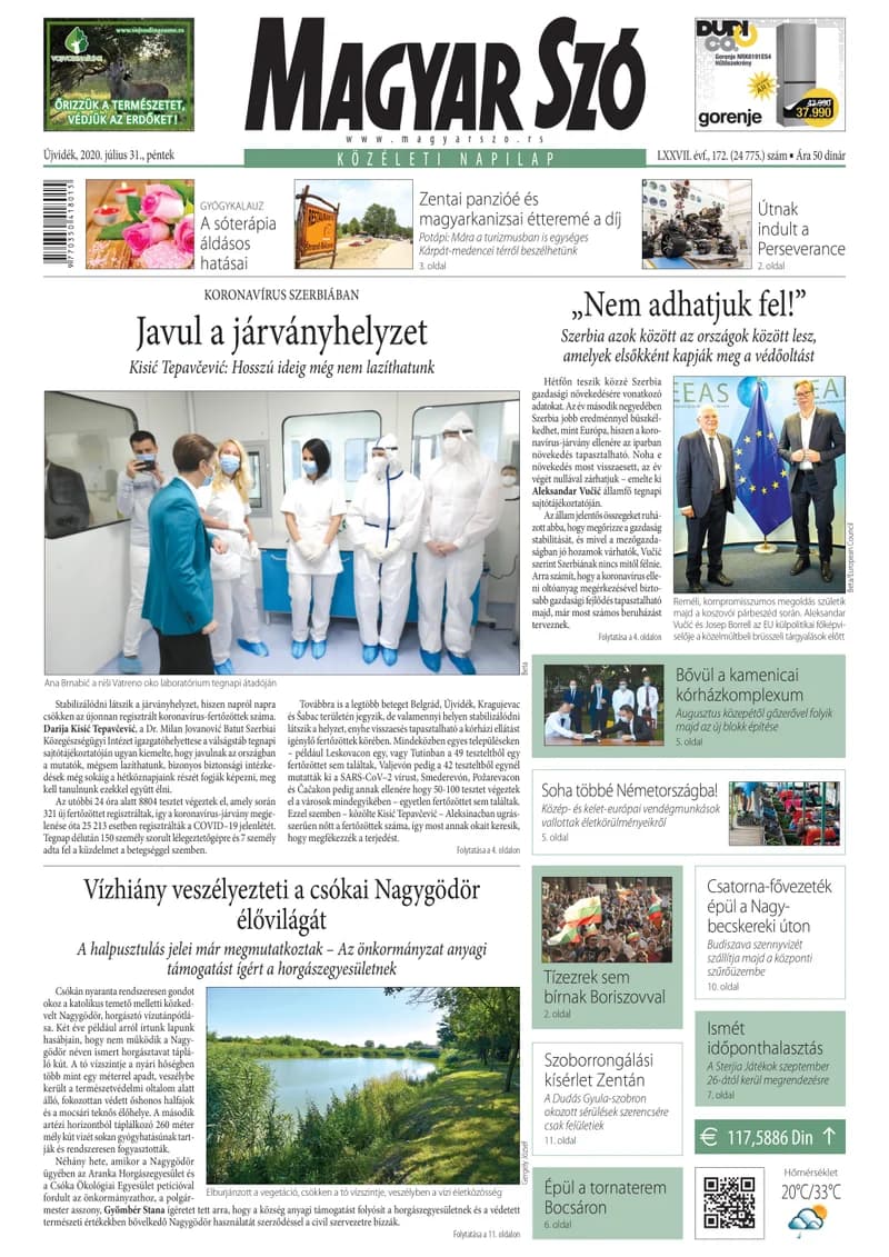 Magyar Szó, 77. évf. 2020. július 31. 172. sz. 1–16. oldal