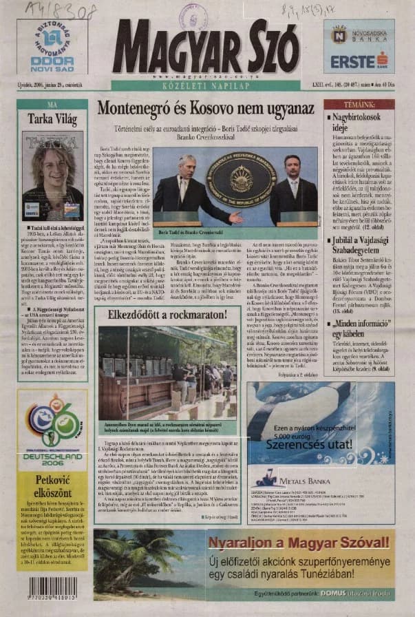 Magyar Szó, 63. évf. 2006. június 29. 148. sz. 1–20. oldal