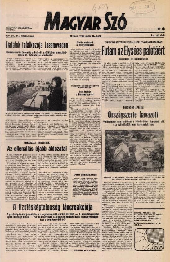 Magyar Szó, 45. évf. 1988. április 25. 114. sz. 1–20. oldal