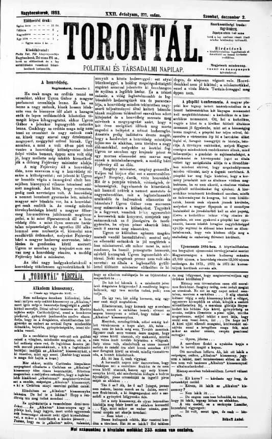 Torontál, 22. évf. 1893. december 2. 277. sz.