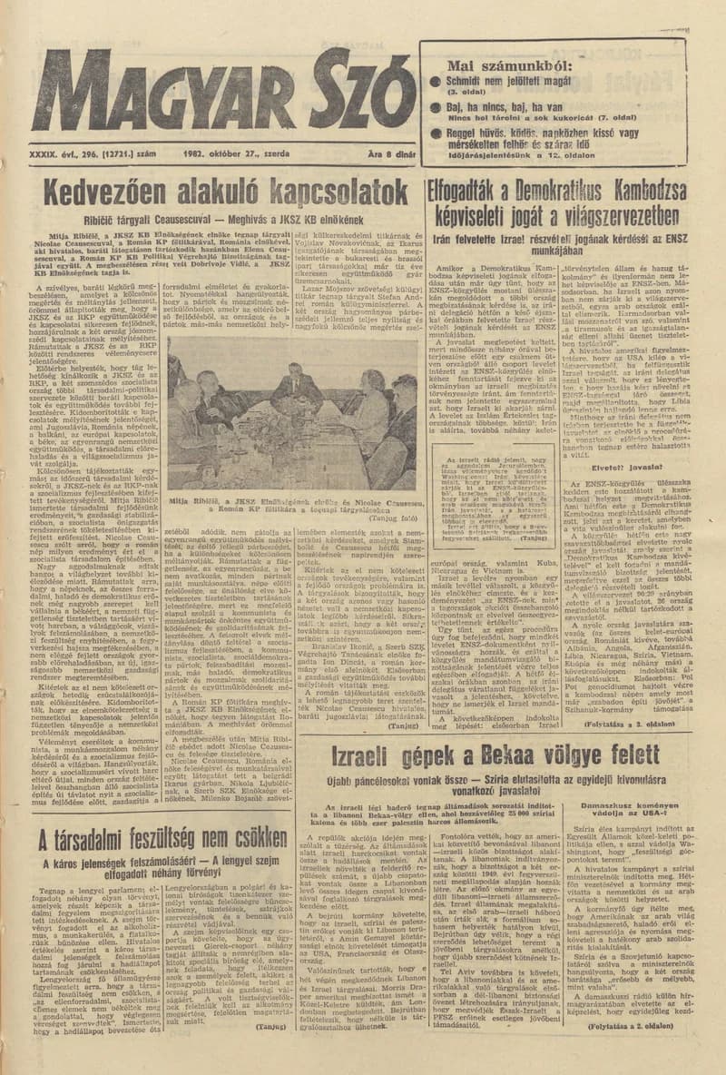 Magyar Szó, 39. évf. 1982. október 27. 296. sz. 1–20. oldal