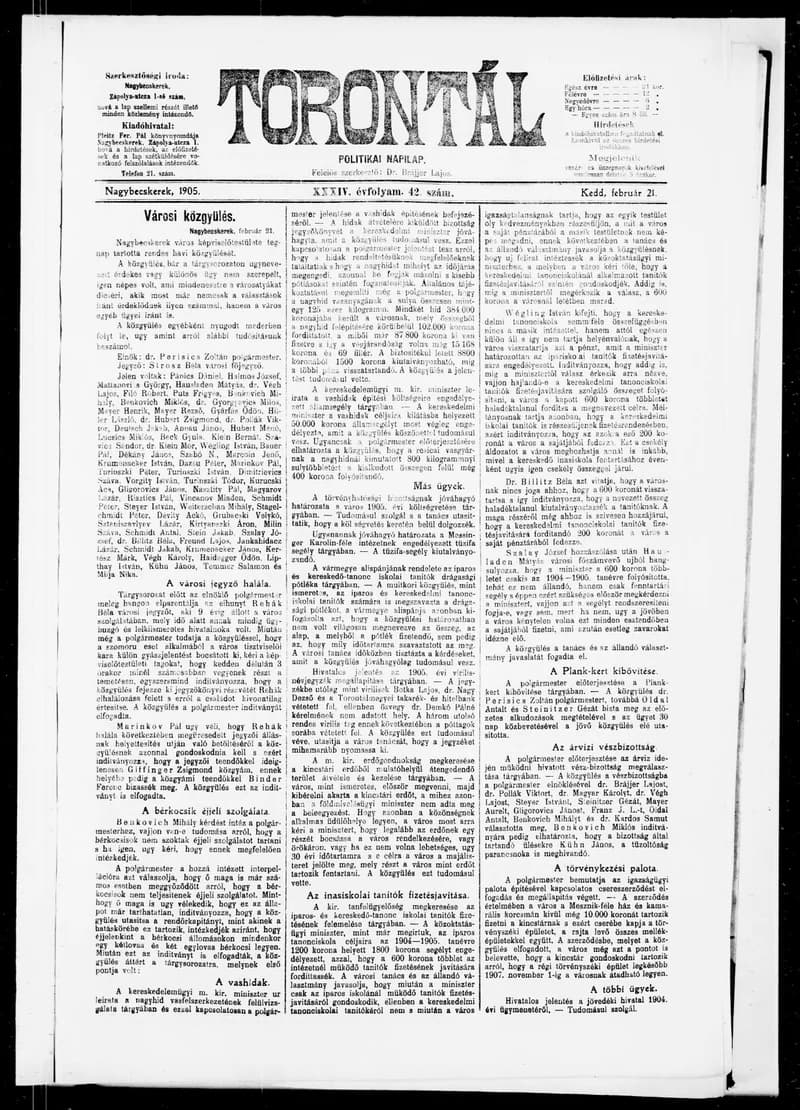 Torontál, 34. évf. 1905. február 21. 42. sz.