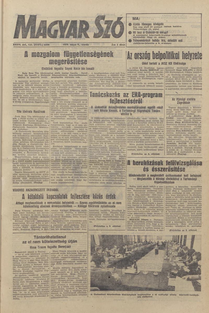 Magyar Szó, 36. évf. 1979. május 9. 125. sz. 1–20. oldal