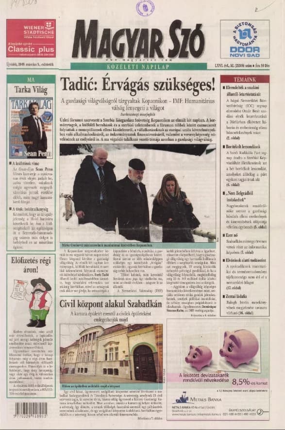 Magyar Szó, 66. évf. 2009. március 5. 52. sz. 1–20. oldal