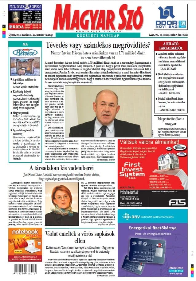 Magyar Szó, 69. évf. 2012. március 10. – 11. 56. sz. 1–48. oldal