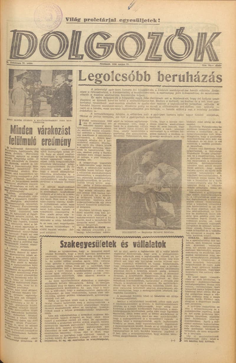 Dolgozók, 10. évf. 1956. május 15. 21. sz.