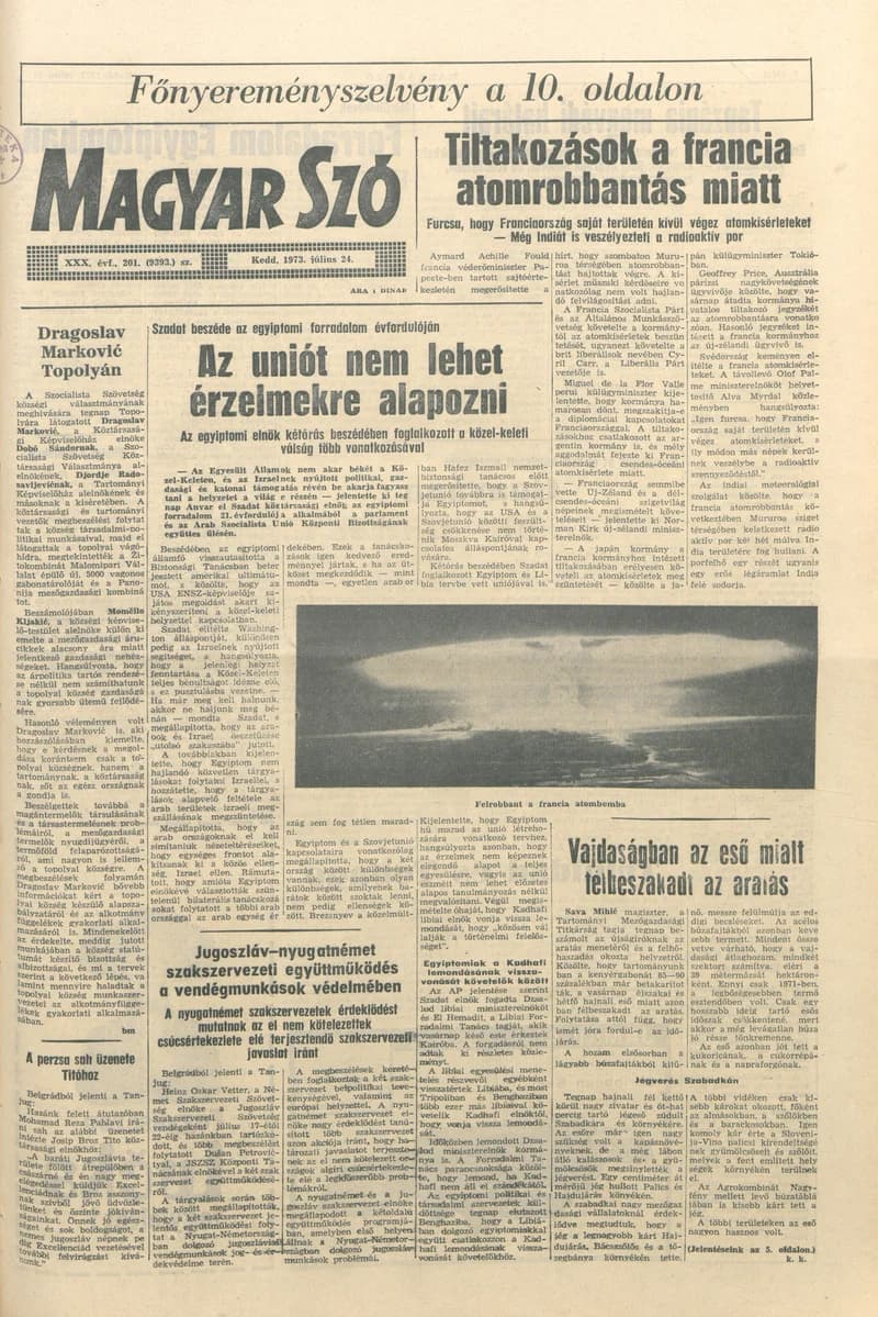 Magyar Szó, 30. évf. 1973. július 24. 201. sz. 1–16. oldal