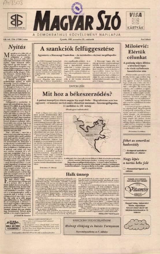 Magyar Szó, 52. évf. 1995. november 23. 274. sz. 1–16. oldal