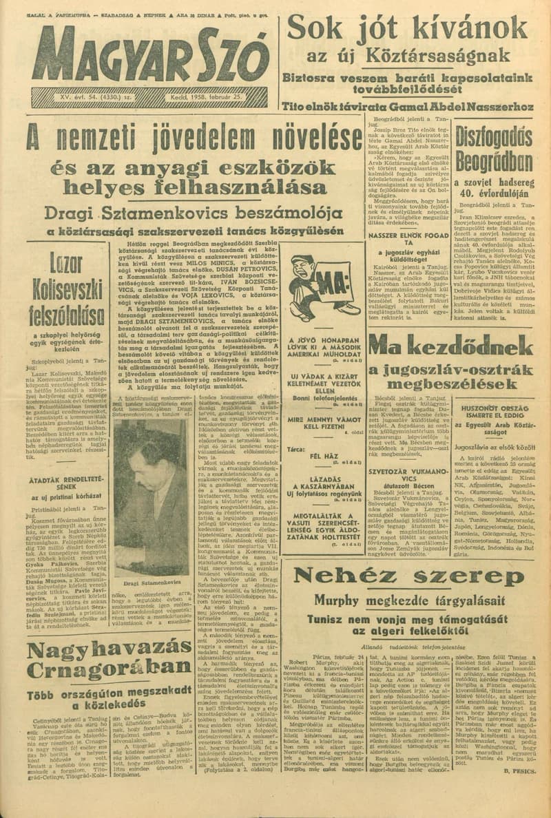 Magyar Szó, 15. évf. 1958. február 25. 54. sz. 1–10. oldal