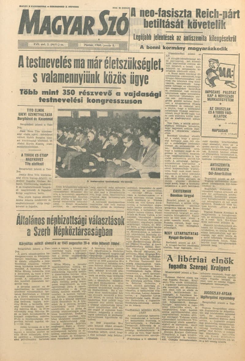 Magyar Szó, 17. évf. 1960. január 8. 5. sz. 1–22. oldal
