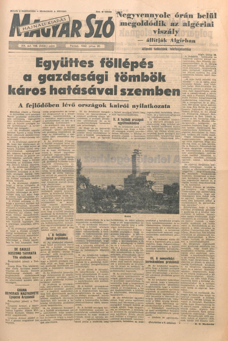 Magyar Szó, 19. évf. 1962. július 20. 198. sz. 1–12. oldal