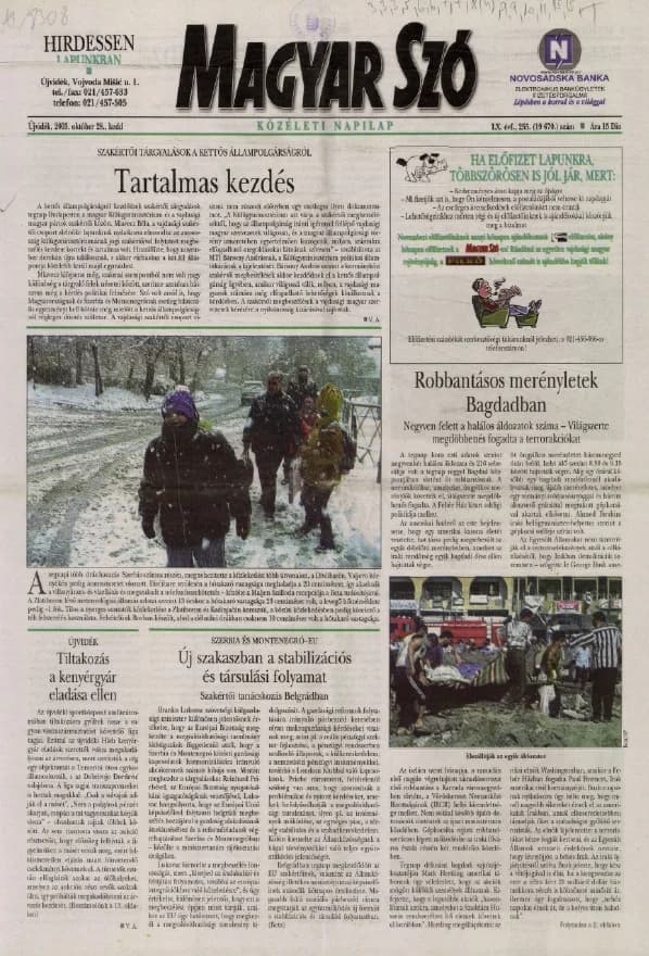 Magyar Szó, 60. évf. 2003. október 28. 255. sz. 1–20. oldal