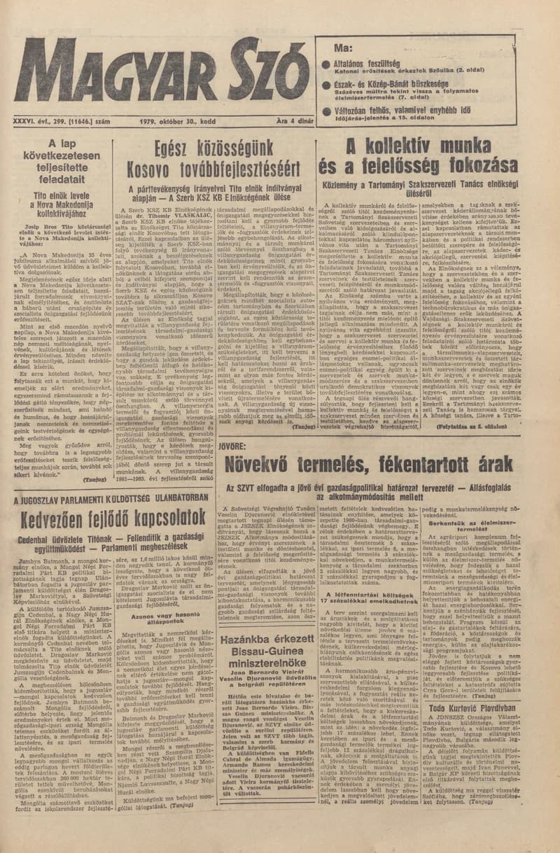 Magyar Szó, 36. évf. 1979. október 30. 299. sz. 1–20. oldal