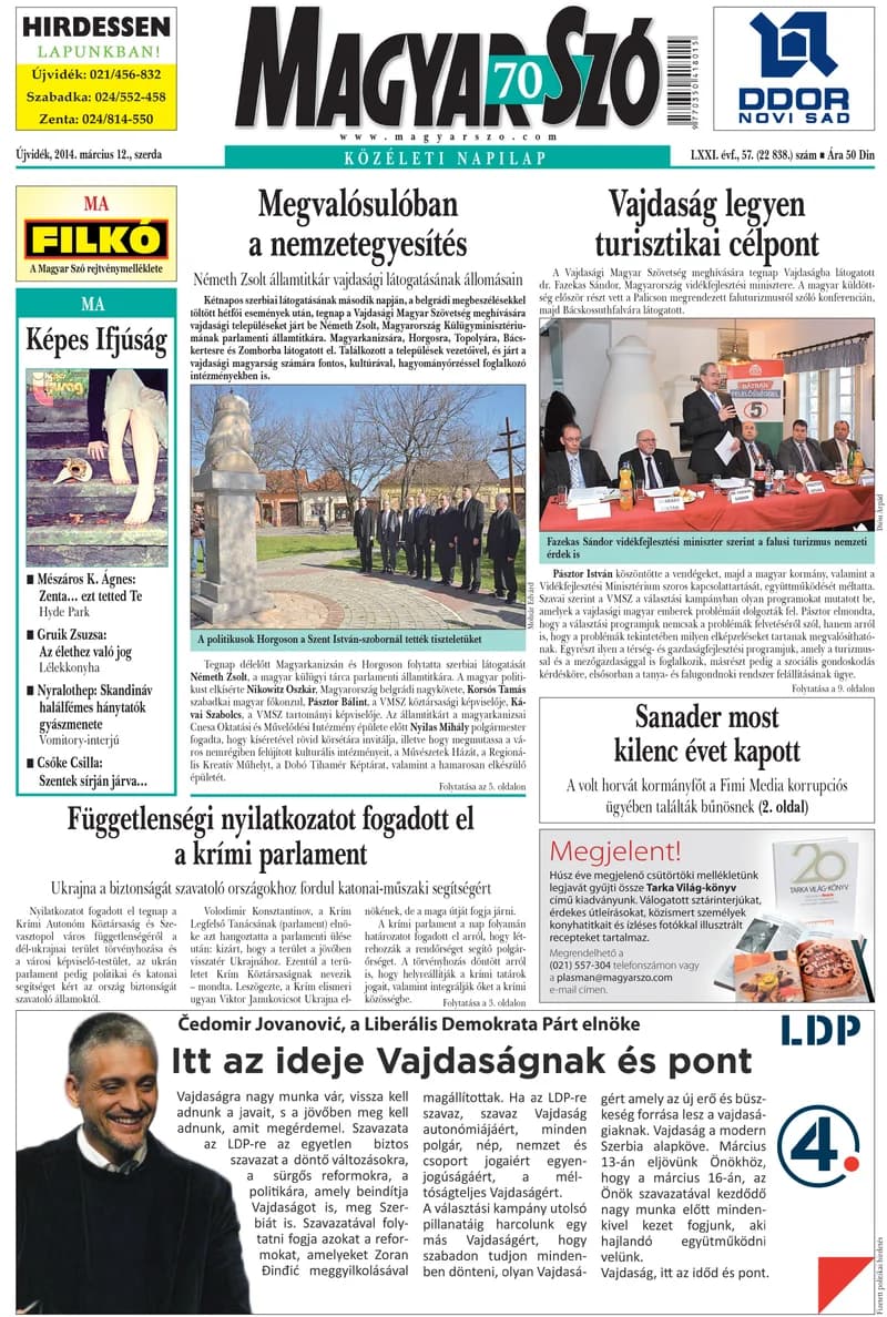 Magyar Szó, 71. évf. 2014. március 12. 57. sz. 1–20. oldal