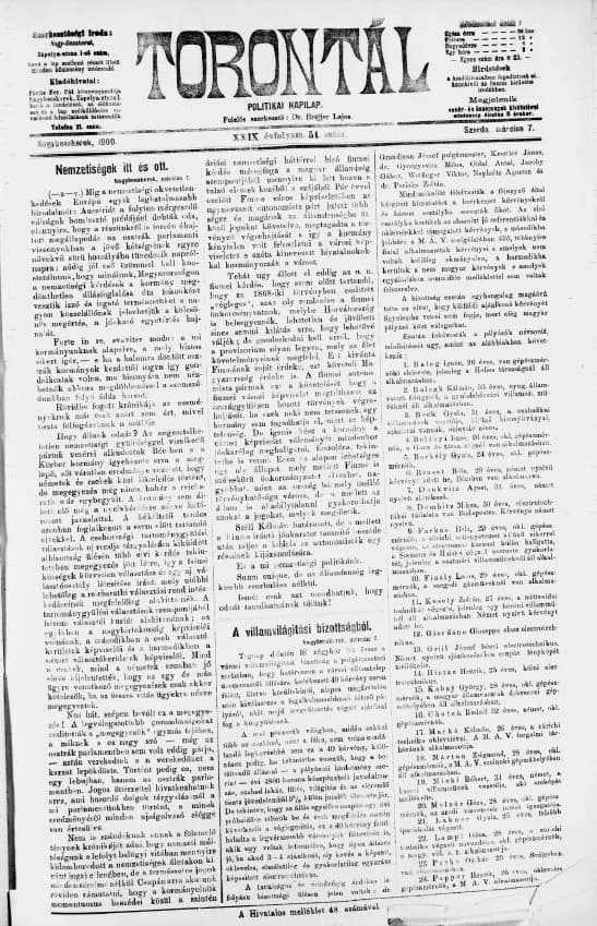 Torontál, 29. évf. 1900. március 7. 54. sz.