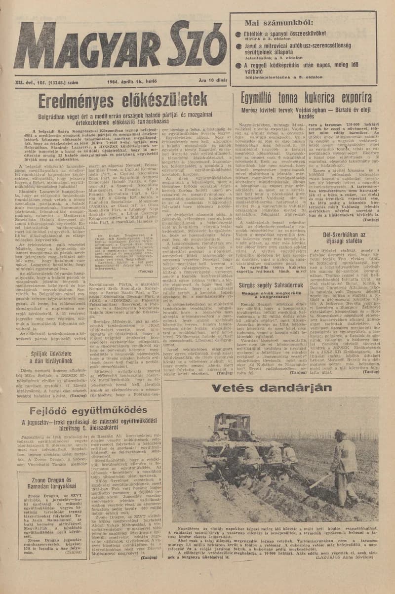 Magyar Szó, 41. évf. 1984. április 16. 105. sz. 1–8. oldal
