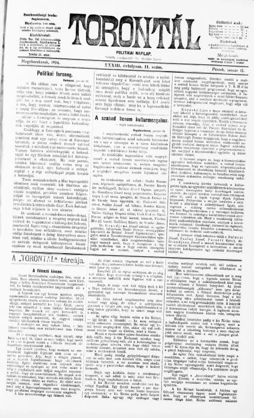 Torontál, 33. évf. 1904. január 15. 11. sz.