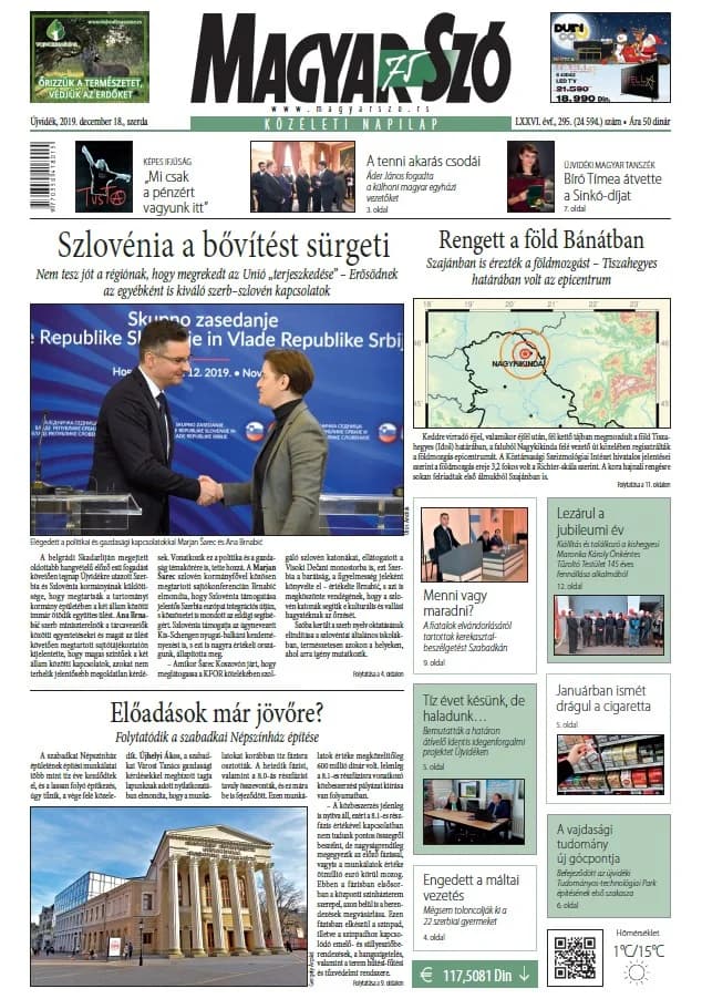 Magyar Szó, 76. évf. 2019. december 18. 295. sz. 1–16. oldal