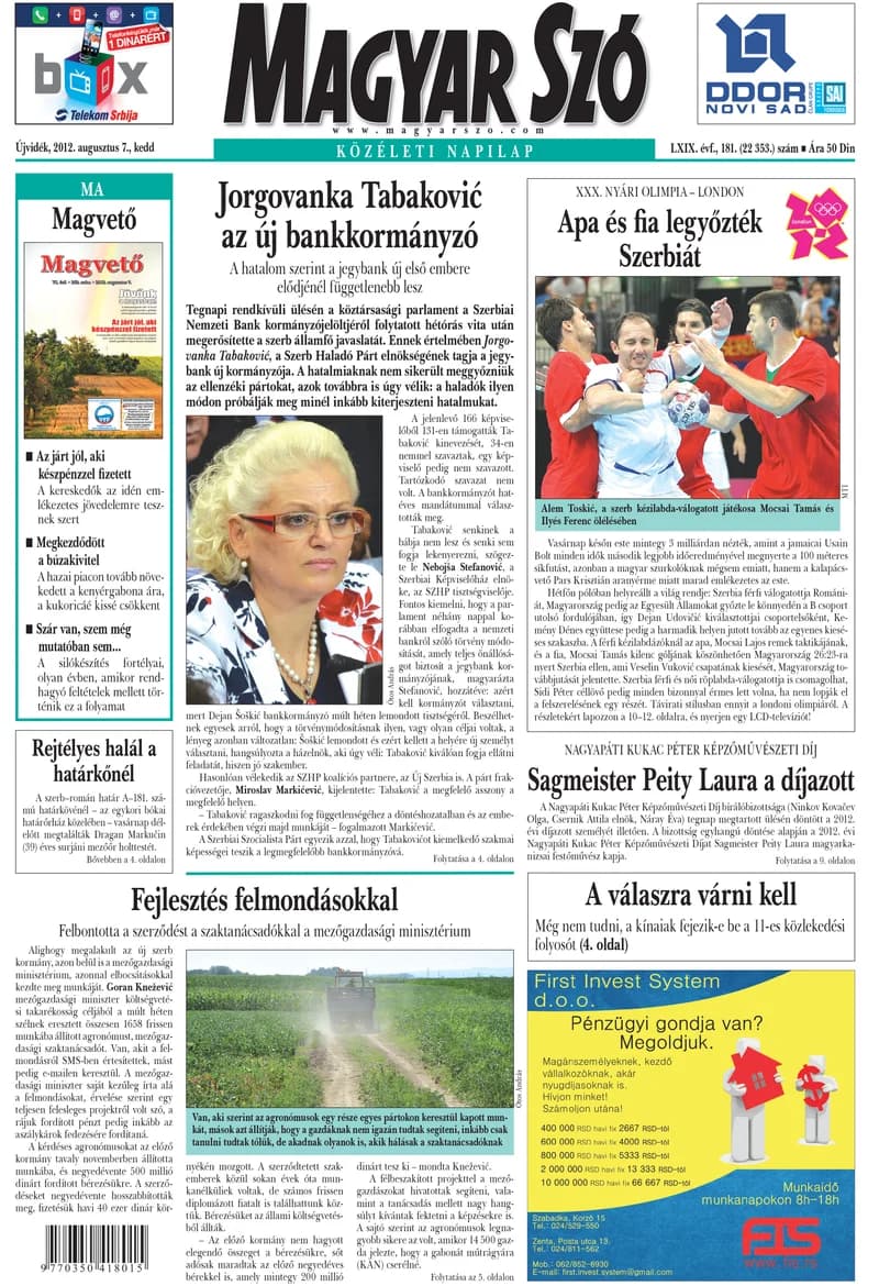 Magyar Szó, 69. évf. 2012. augusztus 7. 181. sz. 1–20. oldal