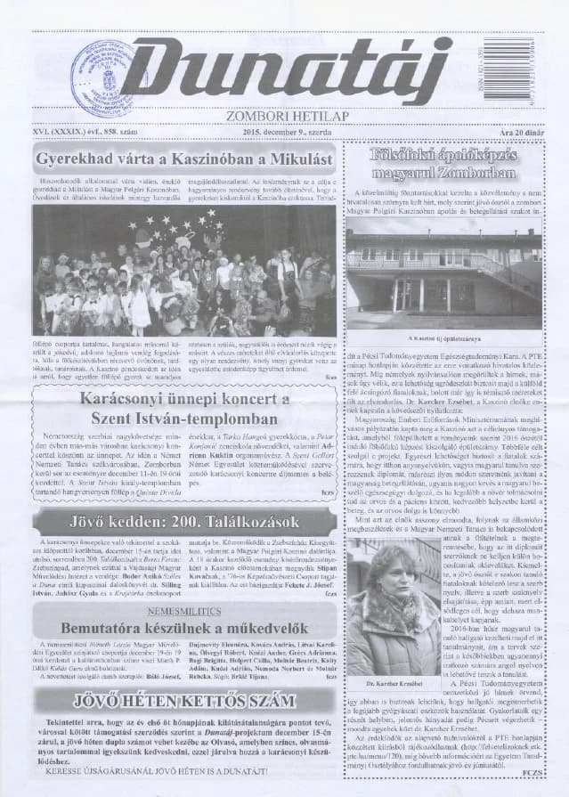 Dunatáj, 17. évf. 2015. december 9. 858. sz.
