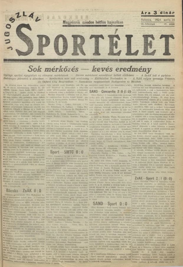 Jugoszláv sportélet, 3. évf. 1924. április 14. 10. sz.