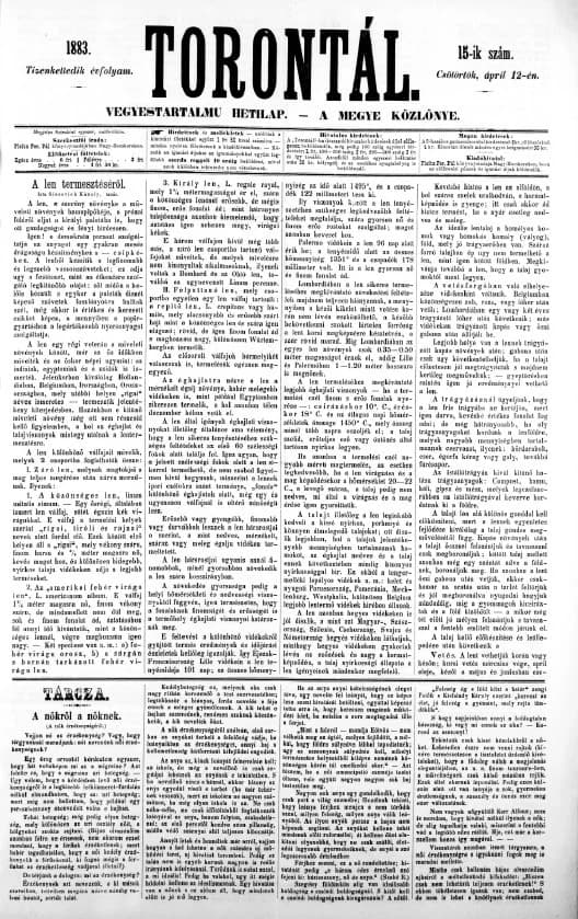 Torontál, 12. évf. 1883. április 12. 15. sz.