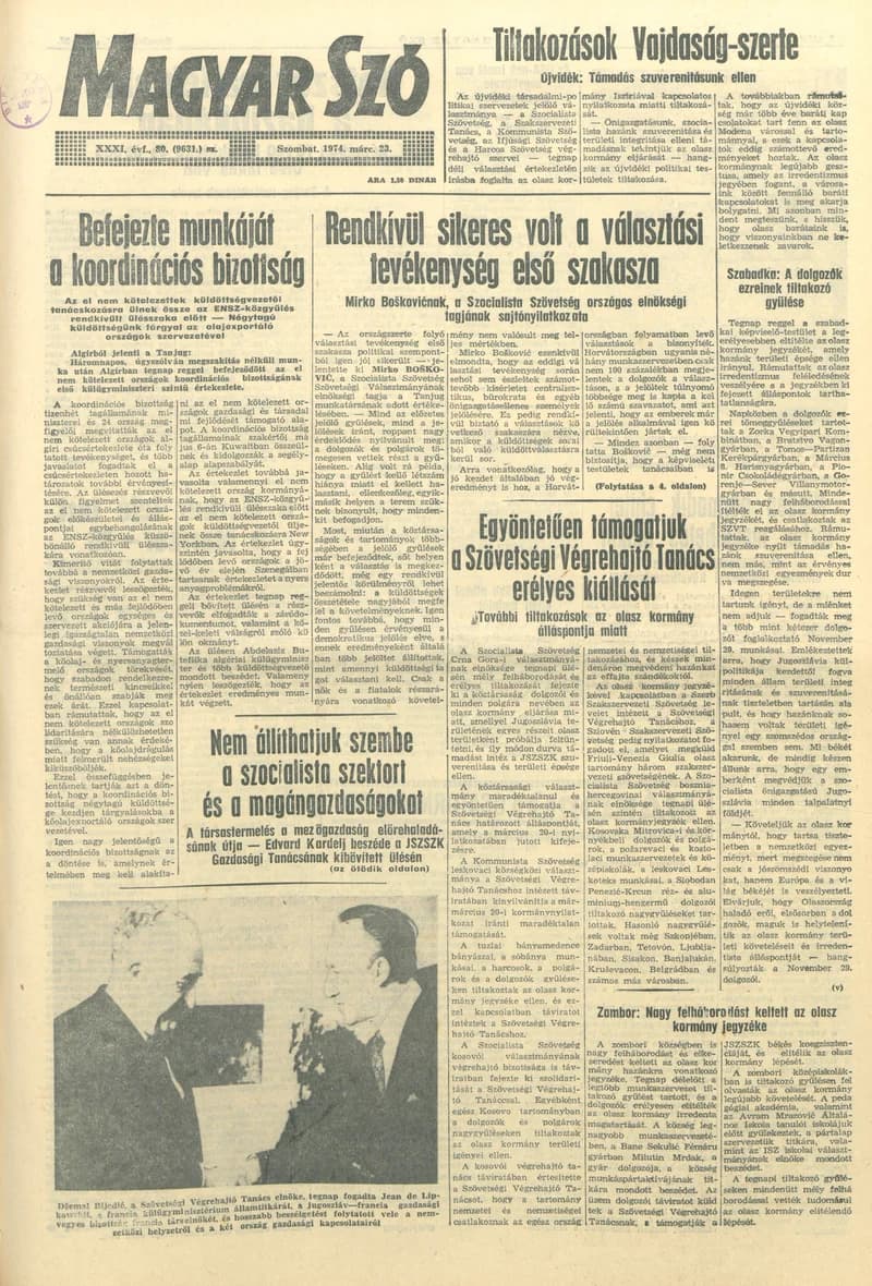 Magyar Szó, 31. évf. 1974. március 23. 80. sz. 1–20. oldal