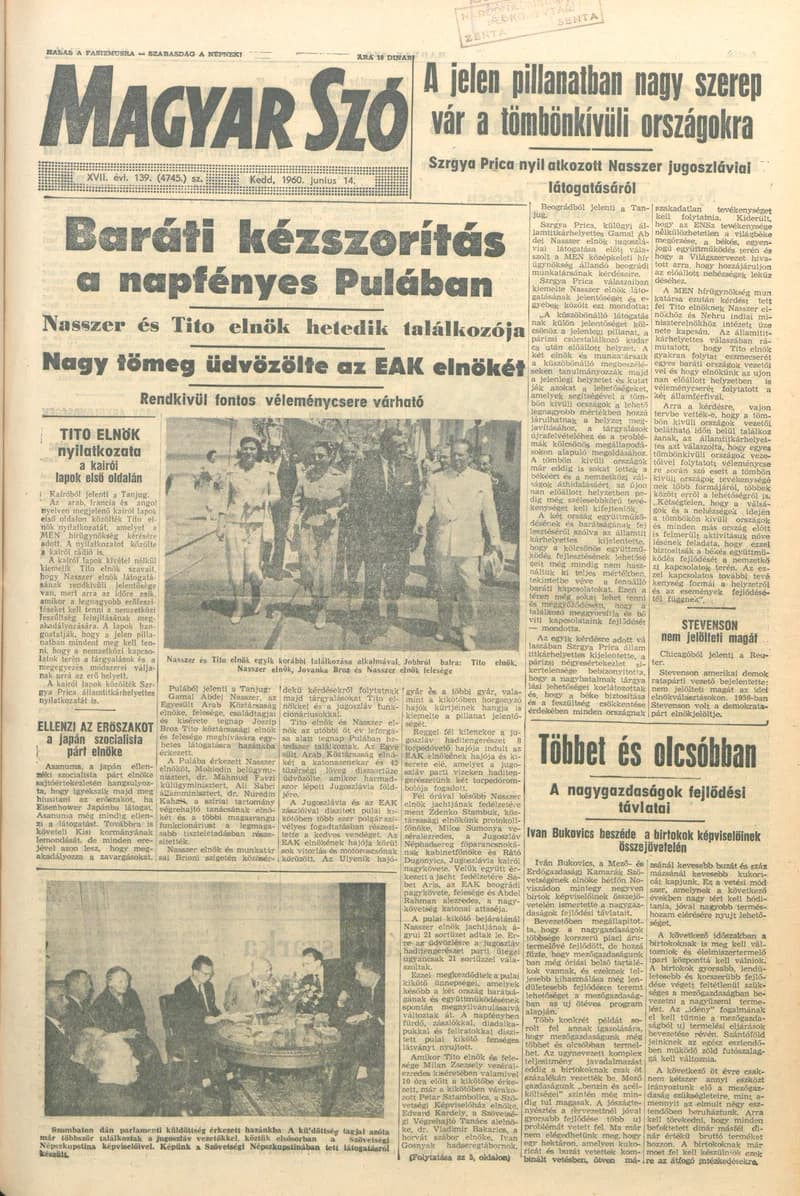Magyar Szó, 17. évf. 1960. június 14. 139. sz. 1–12. oldal