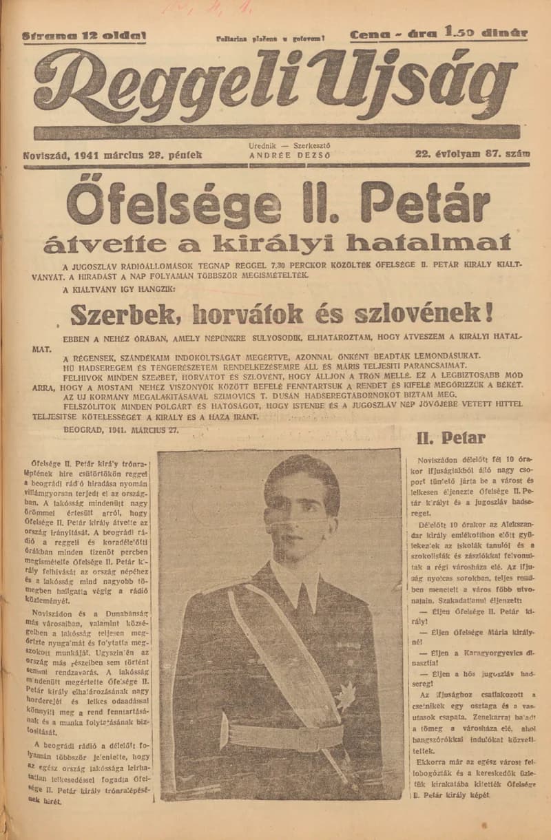 Reggeli Újság, 22. évf. 1941. március 28. 87. sz.