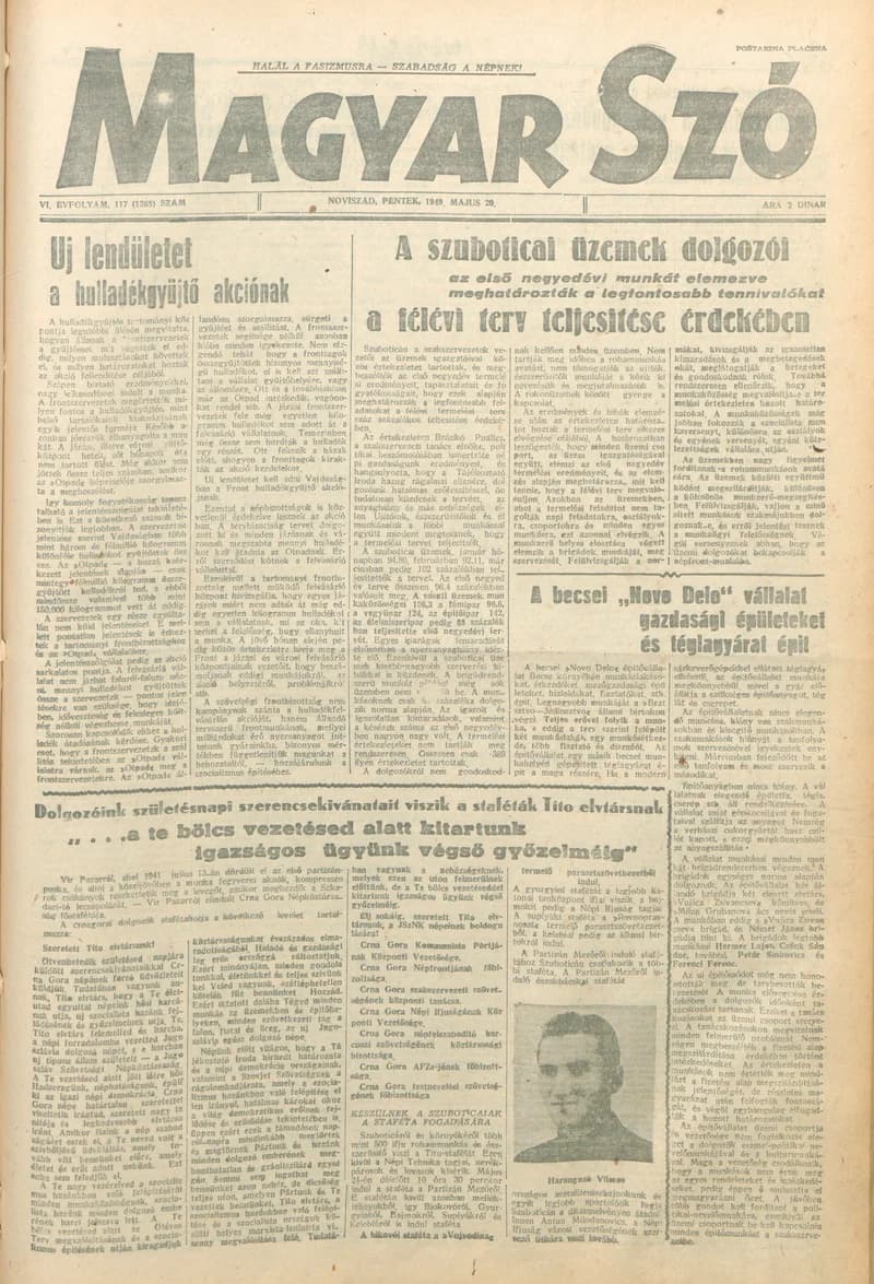 Magyar Szó, 6. évf. 1949. május 20. 117. sz. 1–4. oldal