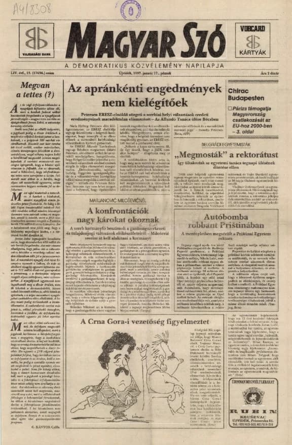 Magyar Szó, 54. évf. 1997. január 17. 13. sz. 1–16. oldal