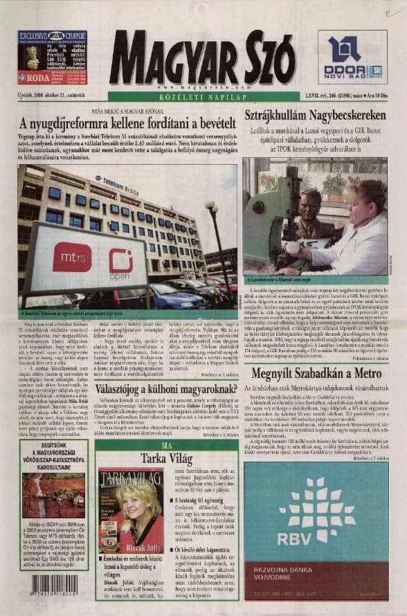Magyar Szó, 67. évf. 2010. október 21. 246. sz. 1–20. oldal