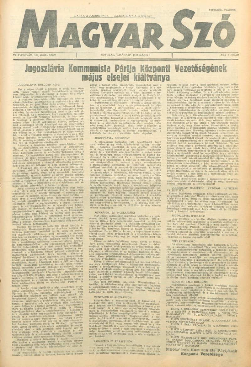 Magyar Szó, 6. évf. 1949. május 1. 103. sz. 1–8. oldal
