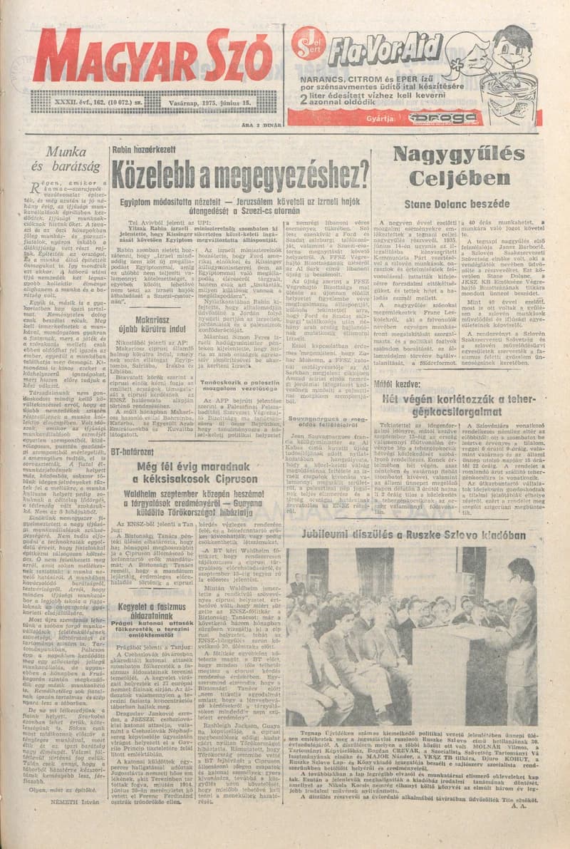 Magyar Szó, 32. évf. 1975. június 15. 162. sz.