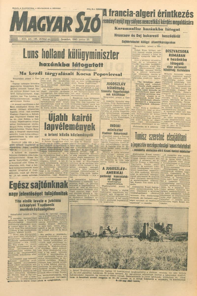 Magyar Szó, 17. évf. 1960. június 25. 149. sz. 1–16. oldal