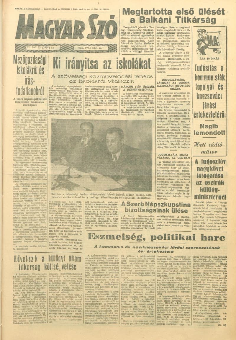 Magyar Szó, 11. évf. 1954. február 26. 53. sz. 1–8. oldal