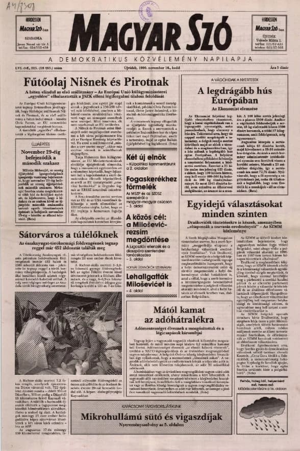 Magyar Szó, 56. évf. 1999. november 16. 225. sz. 1–16. oldal