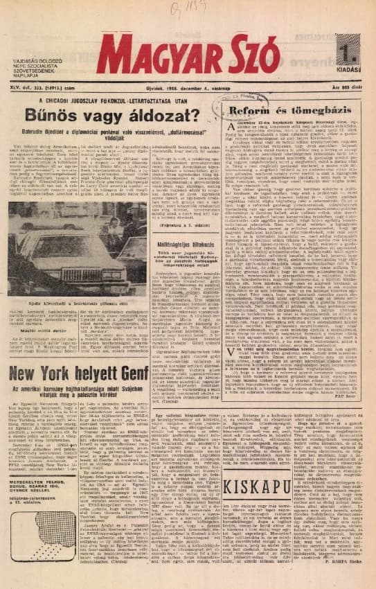 Magyar Szó, 45. évf. 1988. december 4. 333. sz.