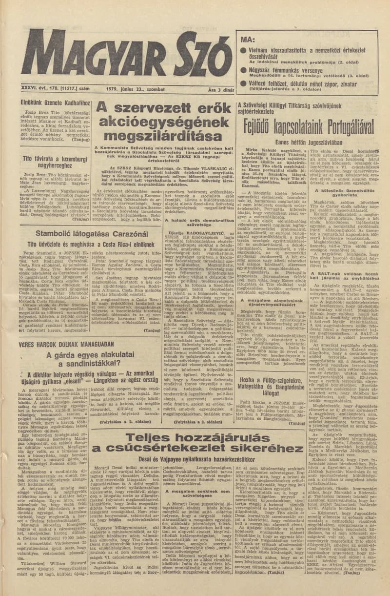 Magyar Szó, 36. évf. 1979. június 23. 170. sz. 1–16. oldal