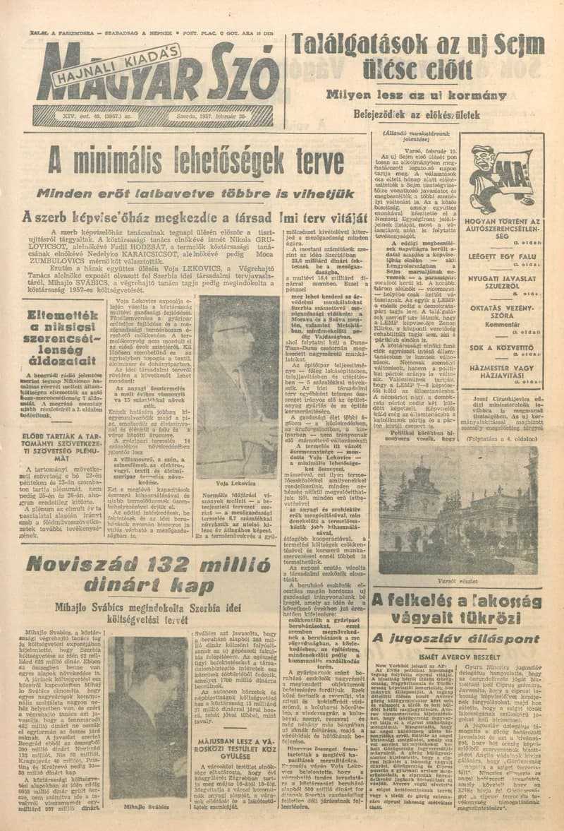 Magyar Szó, 14. évf. 1957. február 20. 49. sz. 1–14. oldal