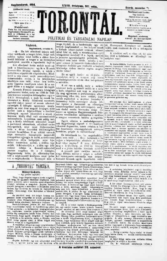 Torontál, 23. évf. 1894. november 21. 267. sz.