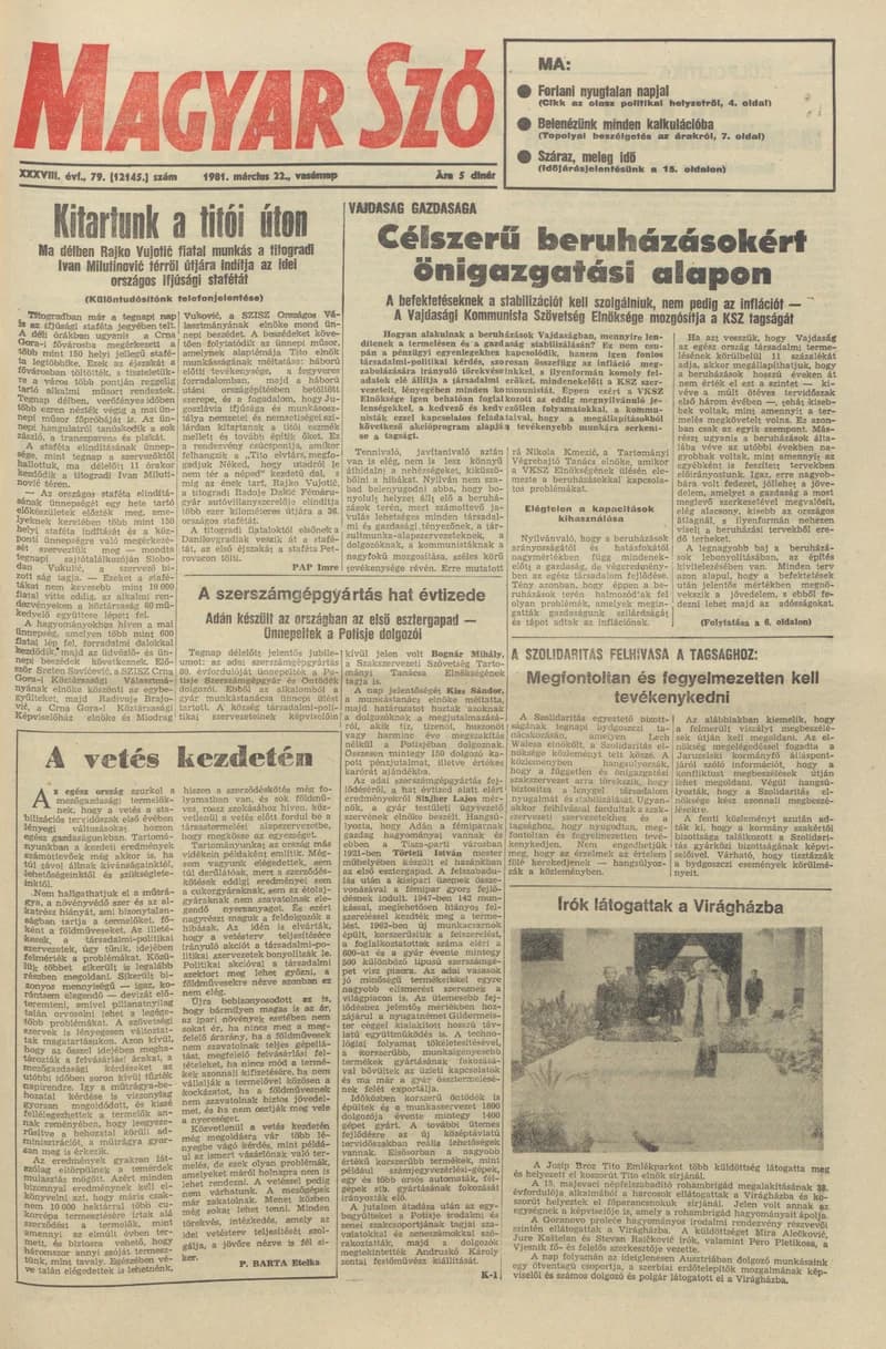 Magyar Szó, 38. évf. 1981. március 22. 79. sz.