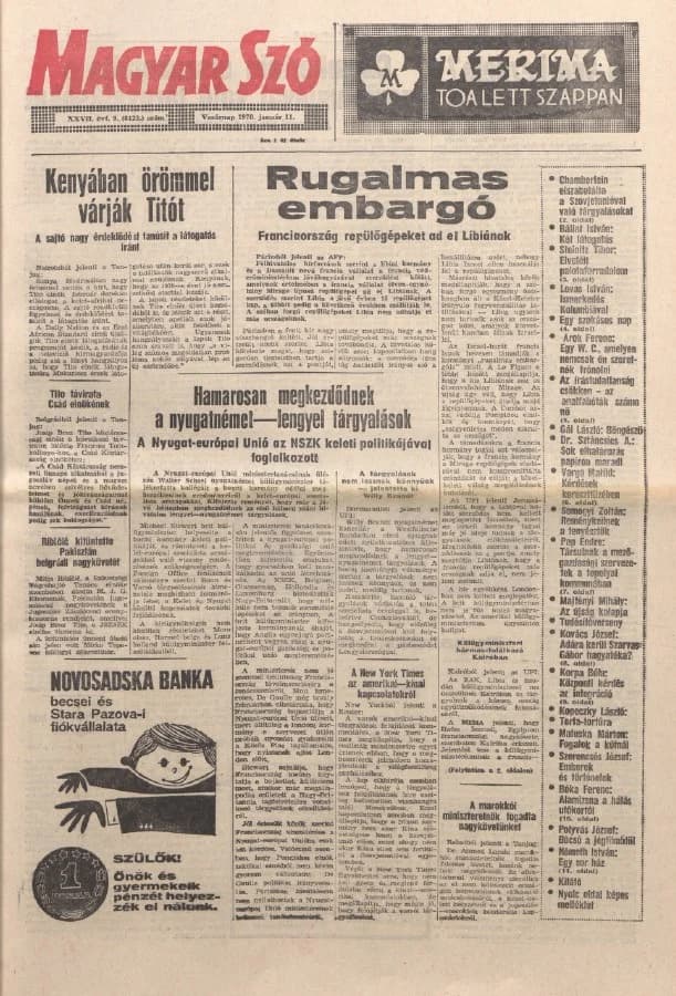 Magyar Szó, 27. évf. 1970. január 11. 9. sz. 1–32. oldal