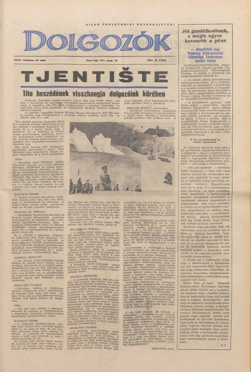 Dolgozók, 25. évf. 1971. szeptember 10. 36. sz.