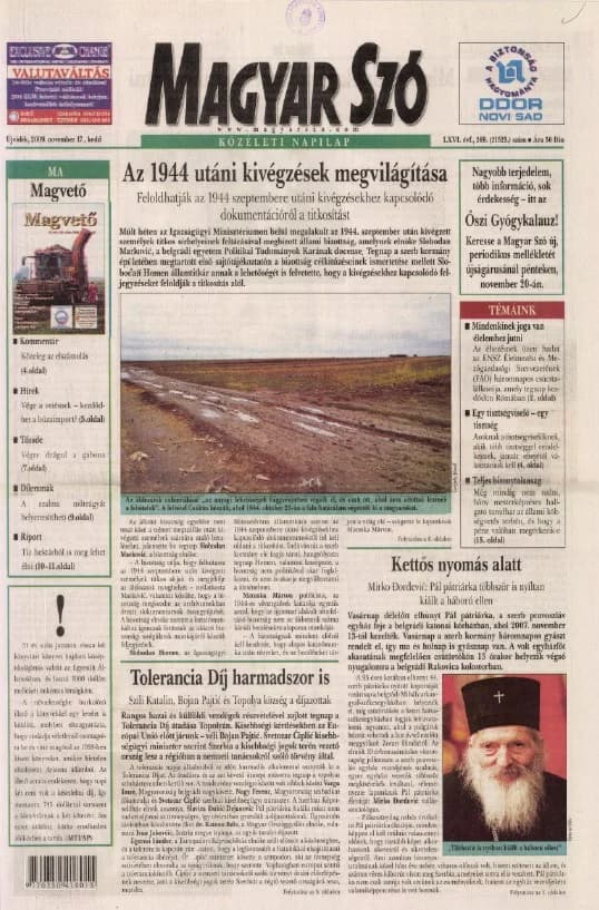 Magyar Szó, 66. évf. 2009. november 17. 269. sz. 1–20. oldal