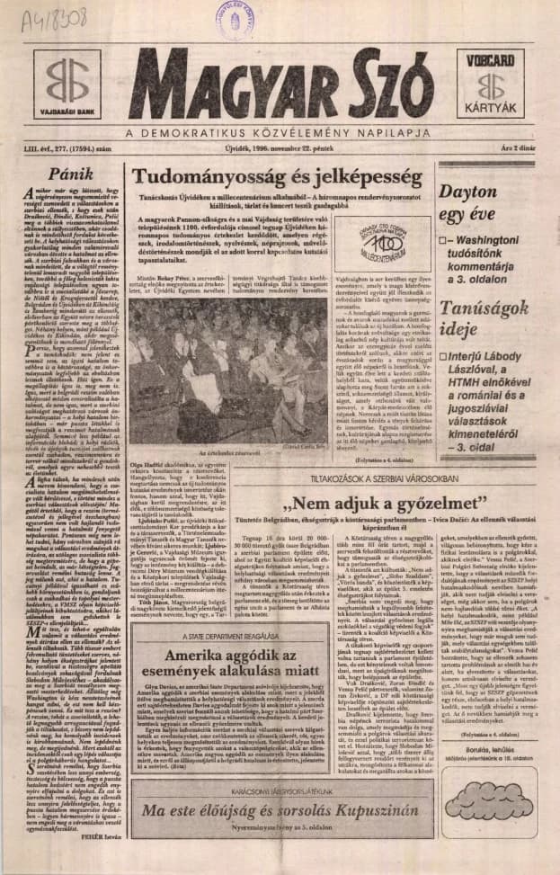 Magyar Szó, 53. évf. 1996. november 22. 277. sz. 1–16. oldal